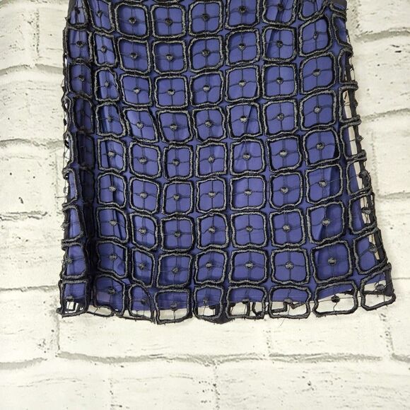 Tory Burch Womens Size 4 Solid Blue 100% Silk Tank Top Black Overlay Polyester - Picture 3 of 11
